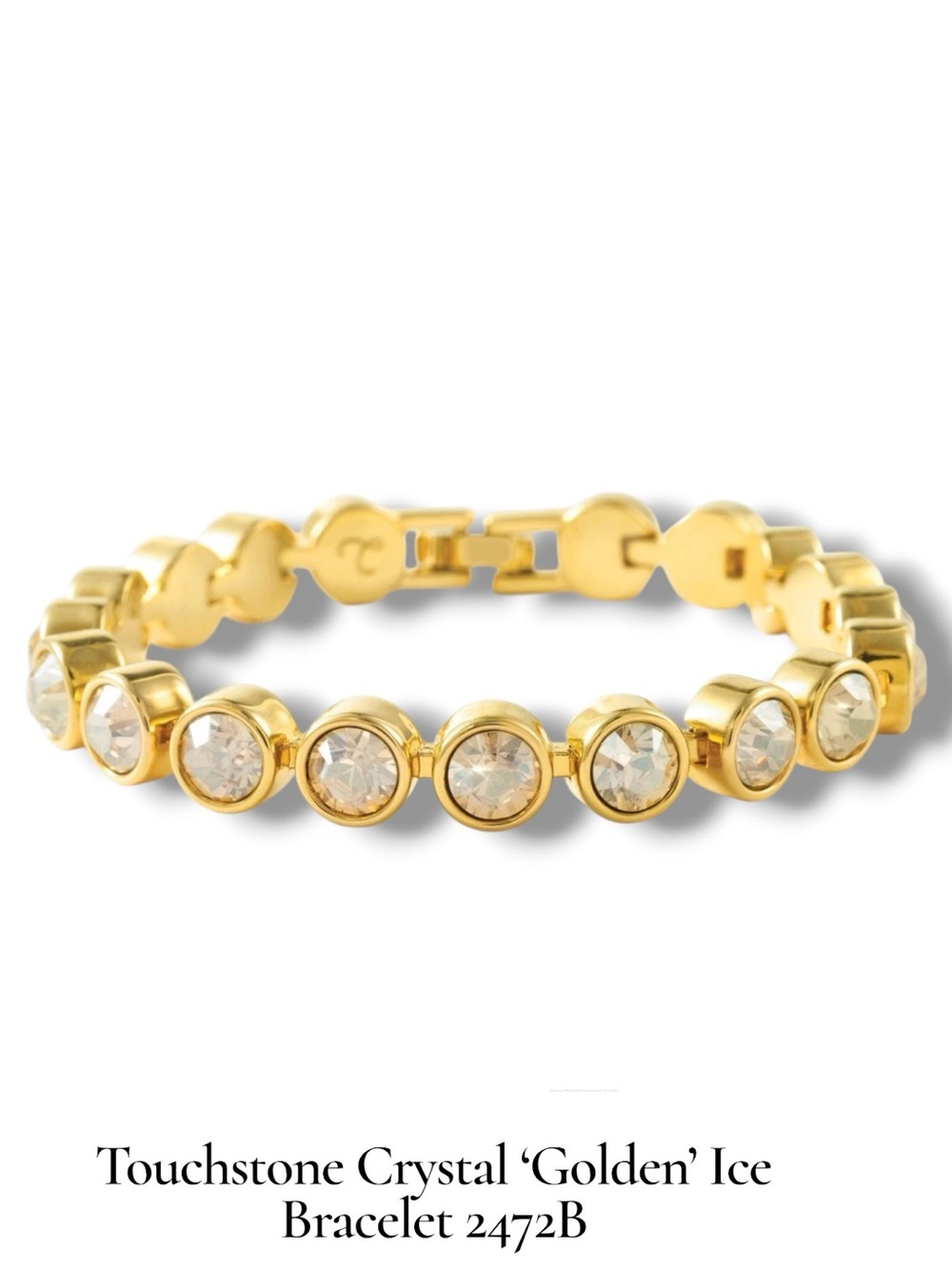 Touchstone Crystal ‘Golden Ice’ Bracelet Gold Tone Bezel Swarovski 2472B
